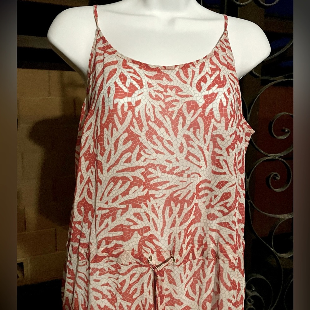 MICHAEL Michael Kors Jumpsuit Swim Cover Up Adjustable Sheer Coral Red Mosaic M - Picture 3 of 16